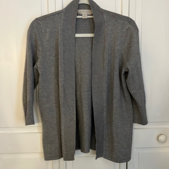 Gray Open Front Cardigan Sweater - Picture 1 of 3
